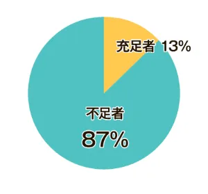充足者13％ 不足者87％
