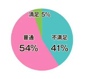 満足5％ 不満足41％ 普通54％
