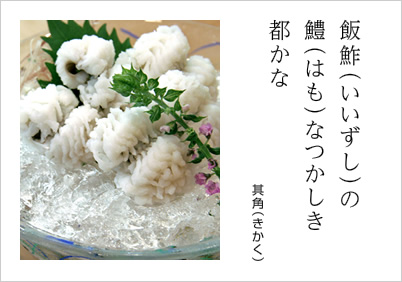飯鮓（いいずし）の 鱧（はも）なつかしき 都かな 其角（きかく）